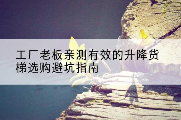 增城升降货梯怎么选-工厂老板亲测有效的升降货梯选购避坑指南